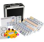 Mexican Train dominoes,Double Fifteen Dominoes Set For Adults, Aluminum Box, Coloured Dots,136 Domino Pieces (2-10 players)