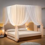 Beyeutao King Bed Canopy Frame Gold Bed Canopy Princess Mosquito Net Canopy Bed Frame Bed Curtain Frame for Indoor Outdoor Four Poster Bed Frame Play Tents Canopy Room Decoration.