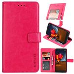 Zte Blade V2020 Smart Premium Leather Wallet Case [Card Slots] [Kickstand] [Magnetic Buckle] Flip Folio Cover for Zte Blade V2020 Smart Smartphone(Rose red)