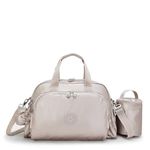 Kipling Women's Camama Solid Diaper Bag, Stroller Clips, Insulated Bottle Holder, Zip Closure, Metallic Glow, 17.25''L x 10.75''H x 11''D