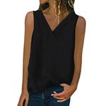 Tops Shirt Women V-Neck Loose Sleeveless Blouse T-Shirt Vest - Silver - 38