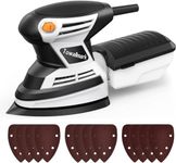 Towallmark Detail Sander Towallmark，15,000 OPM Compact Electric Sander with 12Pcs Sandpapers,Efficient Dust Collection System, Multi-Function 1.7Amp Hand Sander for Woodworking