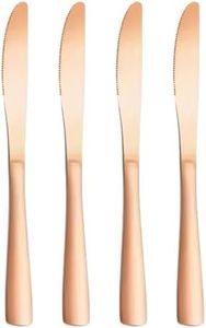 KitchEase Steak Knives Set of 4 – Food-Grade 18/8 Stainless Steel 8.6" Dinner Knives, Durable Mirror Polished Metal Silverware, Perfect for Home, Restaurant, and Gifting (Rosegold)