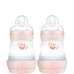 MAM Easy Start Self Sterilising Anti-Colic Baby Bottle 2 Pack (2 x160 ml) MAM Baby Bottles with Slow Flow MAM Teats Size 1, Newborn Essentials, Pink (Designs May Vary)