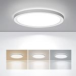 BLNAN LED Flush Mount Ceiling Light, 8.66 Inch 18W 3000K/4000K/5000K Hardwire Light Fixture, Ultra Thin Round White Lamp for Kitchen Porch Bedroom Hallway Stairwell Basement, Non-dimmable 1 Pack