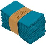 Ruvanti Cloth Napkins 12 Pack 18X18 Inch Dinner Table Napkins, Soft, Comfortable Cotton Enrich, Teal Napkins, Washable & Reusable Linen Napkins for Christmas, Dinner, Weddings, Bar, Cocktail Party.