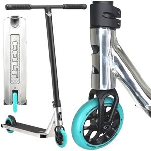 Blunt Colt S6 Complete Stunt-Scooter H=84cm Park/Street I Kinder I Jugendlich I Erwachsene I Trick I Tret I Roller I Leicht (110mm Chrom/Türkis)
