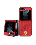 CG MOBILE Ferrari Galaxy Z Flip 5 Case [Official Licensed], PU Leather Case with Perforated Big SF Logo Protective Case/Cover Designed for Galaxy Z Flip 5 (2023) - Red