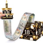 Meiidoshine 18th Birthday Money Box for Cash Gift, Surprise Pull Out Money Gift Box with 100Pcs Transparent Bags - Fun Ways to Give Cash as A 18th Birthday Gift for Girls Boys