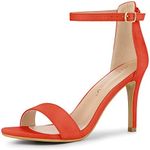 Allegra K Women's Suede Ankle Strap High Stiletto Heels Orange Sandals 7 M US