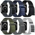 WJK Compatible with Apple Watch Series 7 Band Women Men, Sport Nylon Straps Compatible with Apple Watch Bands 38mm 40mm 41mm 42mm 44mm 45mm 49mm for iWatch Ultra Ultra 2 SE2 SE 9 8 7 6 5 4 3 2 1, 6 Pack