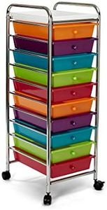 Seville Classics 10-Drawer Multipurpose Mobile Rolling Utility Storage Organizer with Tray Cart, Multicolor (Pearl)