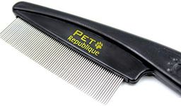 Pet Republique Dog and Cat Flea Comb - Fine and Flexible Pins, Removes Fleas, Mites, Ticks, Dandruff Flakes - Grooming Tool for Most Pets