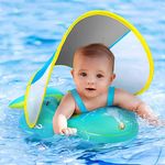 No Flip Over Baby Pool Float with Canopy UPF50+ Sun Protection, Inflatable Float with Sponge Safety Support Bottom, Fun Gifts Water Toys Accessories Baby Swim Floats for Pool 3-36 Months