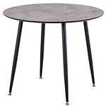 GOLDFAN Round Dining Table Kitchen Table Small Retro Lounge Table Dining RoomTable with Metal Legs for Home and Office (Only Table) (90cm, Grey)