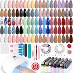 Lavender Violets Gel Nail Polish Kit with U V Light, 45 Colors All Seasons Soak Off Gel Polish Nail Set with MatteGlossy Base Top Coat Essential Manicure Tools Nails Art Gifts LA07