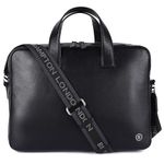 Brampton London Maven Laptop Bag for Men/Slim Genuine Leather Office Bag | Fits up to 14 Inch Laptop and iPad | Shoulder Bag with Multiple Compartments/Work and Travel Use (Black)