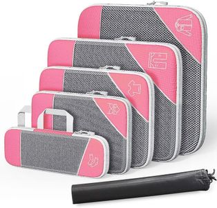 Compression Packing Cubes, Set of 6 Areaphmet Travel Packing Organisers travel packing cubes set Compression Bags for Travel Luggage Organizers for Suitcases Travel Accessories (Pink 6pcs)