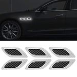 Kelenate® (White) 6Pcs 3D Strong Reflective Stripe Stickers for Car Fender Hood Bumper High-Intensity Night Visibility Diamond Grade Carbon Fiber Compatible with Magnite