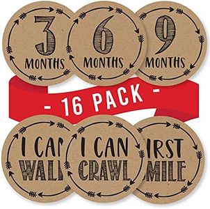 16 Monthly Baby Milestone Stickers - Rustic Baby Monthly Milestone Stickers, Milestone Baby Monthly Stickers, Baby Month Stickers For Baby Photo Props Newborn, Monthly Baby Stickers For Pictures