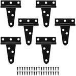 Murtenze 6Pack 2 Inch Black T-Strap Shed Hinge,Barn Door Hinges Heavy Duty Gate Strap Hinge T Hinges for Barn Door, Shed or Wooden Fences