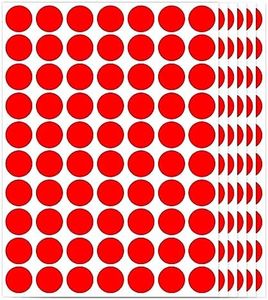 Ouzoustate 1400 PCS Red Circle Dot Stickers 3/4" Round Color Coding Label Stickers (Red)