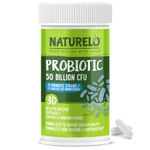 NATURELO Probiotics for Digestive Health - 50 Billion CFU, 11 Strains, Daily Use Supplement - Boosts Immune System, Delayed Release, No-Fridge, 30 Vegetarian Capsules