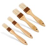 4pcs Pastry Basting Brushes, Oil Brushes Boar Bristle Brushes BBQ Brushes for Sauce BBQ Basting Brush Kitchen Brush for Oil Egg Spread Marinade Sauce (Small + Medium)