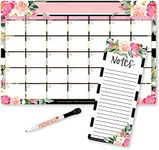 Hadley Designs Magnetic Dry Erase Calendar for Fridge - Floral Magnetic Fridge Calendar, White Board Calendar for Wall, Dry Erase Board Calendar, Magnetic Notepad