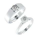 CLARA Pure 925 Sterling Silver Luca Adjustable Couple Band, Promise Rings for Lovers | Gift for Men and Women