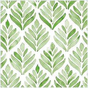 HAOKHOME Boho Peel and Stick Wallpaper Watercolor Tulip Leaves Green/White Removable Bathroom Corridor Home Wall Decor 17.7in x 32.8ft