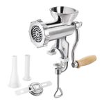 Metaltex Jack 8 - Large Meat Mincer for Home Use - Manual Nuts & Meat Grinder, Sausage Stuffer, Dough & Pasta Maker, with Nozzles - Easy Cleaning, Quick Grind, Secure Clamp - Aluminum Alloy