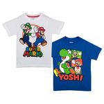 Nintendo Super Mario Bros. Boys Mario Kart & Friends Graphic Short Sleeve T-Shirts (10/12, Blue) 2Pack