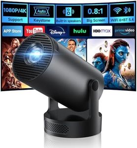 Kimwood Projector with Upgraded HiFi Speaker, [Built-in Apps] Support 1080P Mini Portable Projector Lower Noise Auto Keystone WiFi 6 Bluetooth 5.4 Ultra Short Throw Projectors for Big Screen (Black)