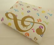 Music Themed 20 Pockets Plastic Folder Display Book Soft Cover - White Cover Colourful Gold Treble Clef Design