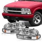 TUSDAR Fits For 1998-2005 Chevy Blazer / 1998-2004 Chevy S10 Pickup 4PCS Halogen Headlights Replacement with Bumper Parking Lamps Factory Headlamp Front Lamps LH+RH Driver & Passenger Side