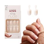 KISS Salon Acrylic French Nude Collection, Breathtaking, Real Short Length Nude Fake Nails, Includes 28 False Nails, Nail Glue, Nail File, and Manicure Stick