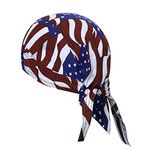 DANLCUPL DOO Rags Dew Rag Skull Cap Pirate Hat Cycling Bandana Motorcycle Biker Cooling Head Wrap Beanie Helmet Liner American Flag Patriotic Star Stripe