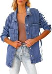 luvamia Casual Button Down Denim Jacket For Women Oversized Jean Jacket For Women Trendy Distressed Jean Jacket Women Summer Jackets For Women Jean Top Classic Blue Size Small Fits Size 4 Size 6