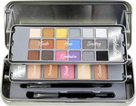 The Color Workshop, Hello Beautiful, Face and Shadow Tin Case with Cantilever Trays, Complete Professional Make up Kit, Includes Eyeshadow, Blush, Highlighter, Brushes and More, Makeup Kit for Women