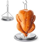 Perforated Turkey Fryer Hook with Base Rack, Stainless Steel Chicken Poultry Vertical Roasting Spit with Handle Lifter for Outdoor Turkey Deep Fryer Pot Propane Stove, Turkey Fryer Accessory Kit