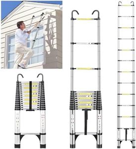 JADDUO 20.3 FT Telescopic Ladder, Aluminium Silver Telescoping Ladder with Non-Slip Feet and Stable Hook, Portable Extension Ladder for Household and Outdoor Working, Heavy Duty 330 lbs Max Capacity