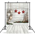 SJOLOON 5X7ft Christmas Balls Backdrop for Photography White Wood Floor Photography Backdrop Kids Photo Backdrops Xmas Studio Background 10383