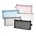 Pencil Case Clear Mesh Pencil Pouch, Small Zipper Bag for Cosmetic Travel Toiletry Bag, Transparent Portable Organizer Holder for Beauty Makeup Tool, Office Accessory (5 PCS)