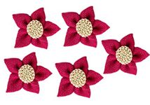 Decorama Jute Flowers Patches of 10 pcs for Women Dresses, Craft, Decor (Pink)