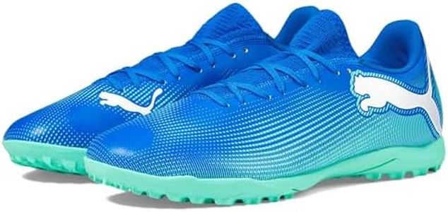 PUMA Men's Future 7 Play Turf Trainer Soccer Cleats Sneaker, Hyperlink Blue-Mint-puma White, 8.5