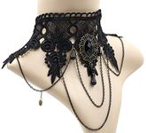 Artifice® Lace choker Rhinestone Chain Necklace Black