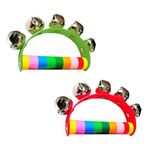 2-Pack Christmas Sleigh Bells Musical Toys Rainbow Jingle Bells Instrument Wooden Hand Bells for Kids Baby Adult Best Holiday Birthday Party Gifts （Red and Green）