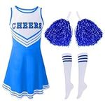 Blaward Cheerleader Costume for Girls Halloween Dress Uniform Outfit with Cheerleading Pom Poms and Knee Length Tube Socks