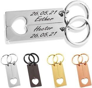 ibera gifts - 2 Llaveros personalizados corazón - Ideal para regalar a tu pareja, amigos, familia o niños - Acabado profesional (Plateado)